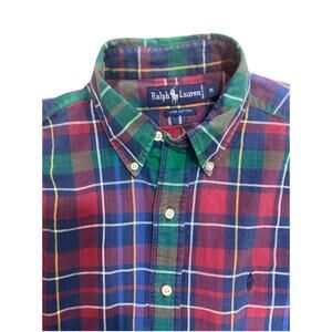 Vintage Polo Ralph Lauren Shirt Mens Medium Button Up Oxford Plaid